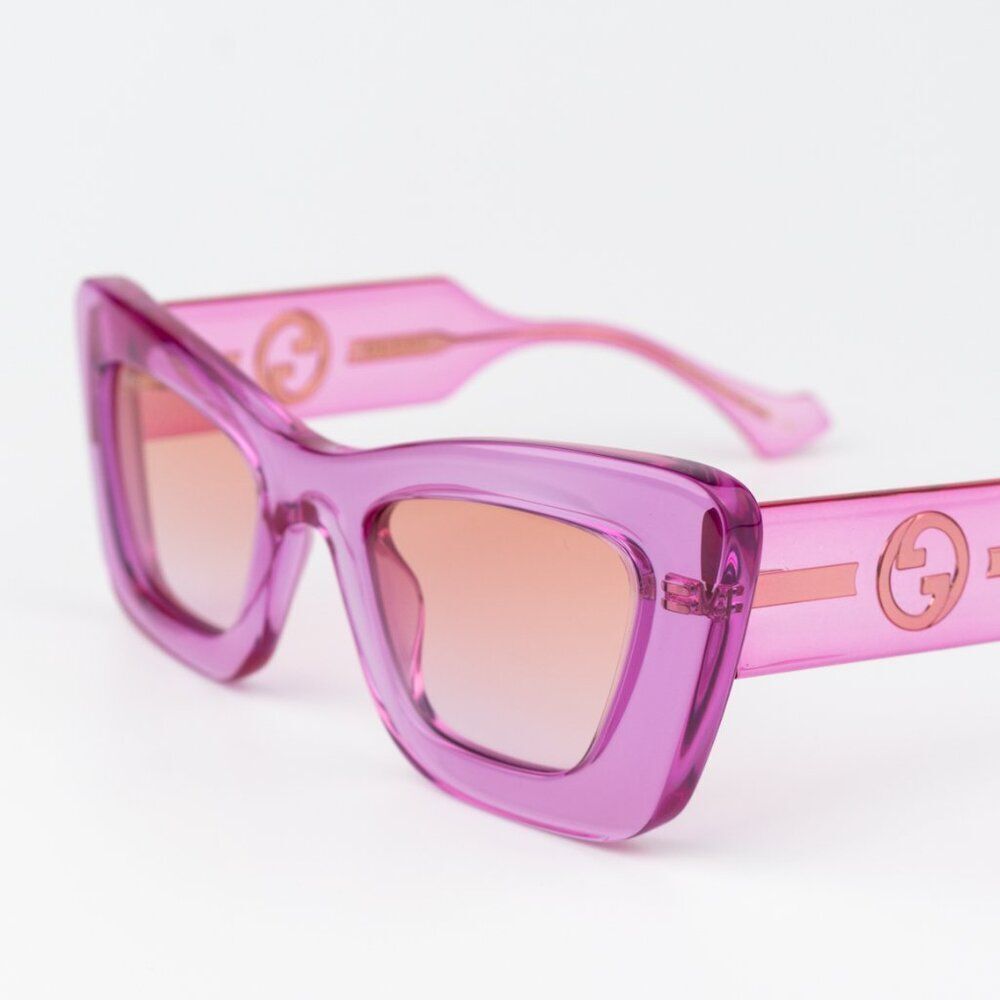Gucci Women Sunglasses Transparent Pink Gradient Butterfly GG1552S 003 NEW - Picture 6 of 12